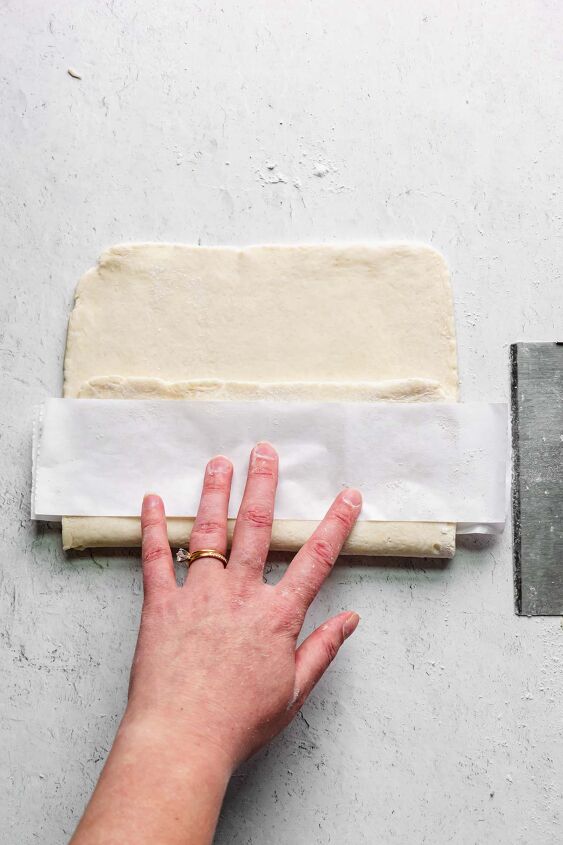 perfect rough puff pastry with video, Fold one third over and add another strip of parchment