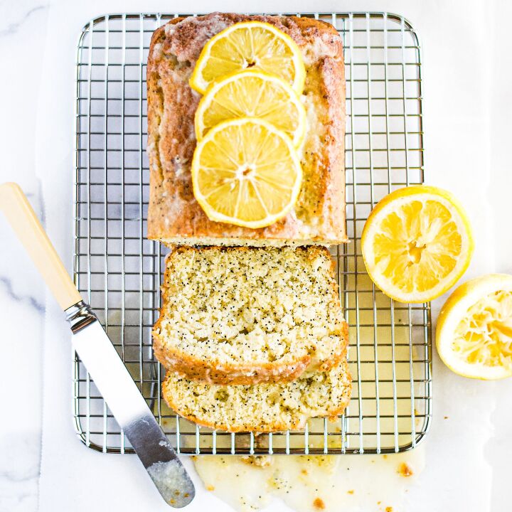 lemon poppy seed loaf cake with lemon glaze