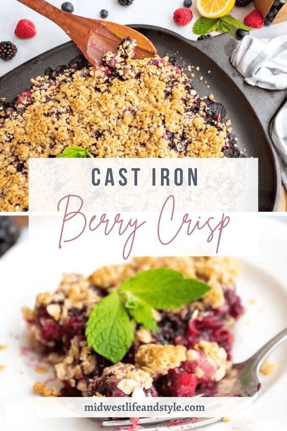 easy cast iron triple berry crisp