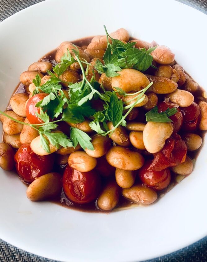 butter bean cherry tomato and red wine stew