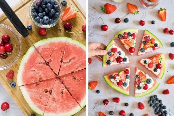 watermelon fruit pizza with yogurt