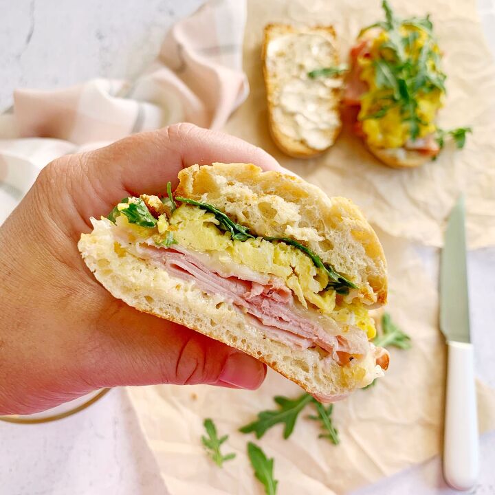ham and cheese breakfast baguette