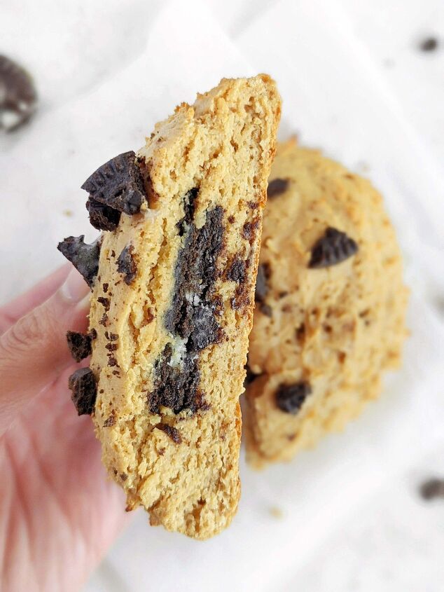 oreo stuffed peanut butter protein cookie big and good