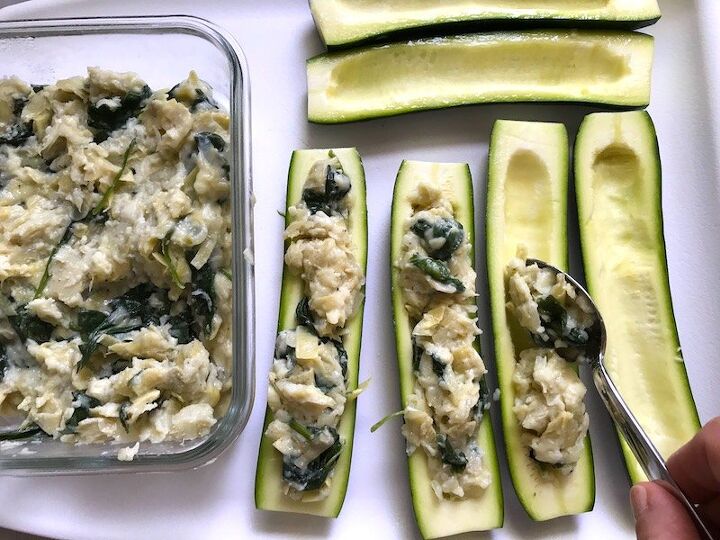 artichoke and spinach stuffed zucchini recipe