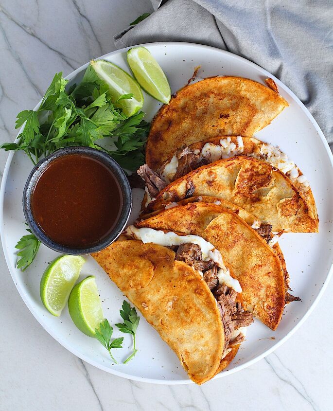 easy birria tacos with consomme in the slow cooker