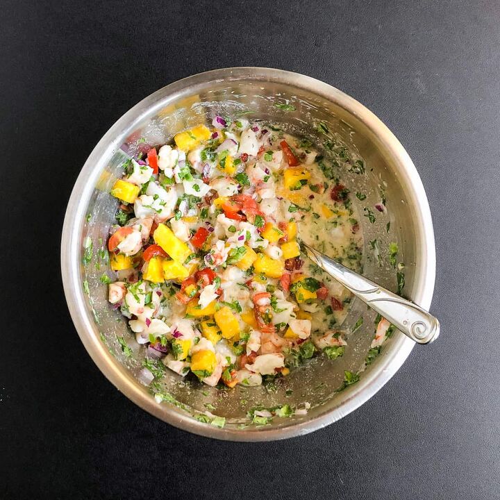 shrimp ceviche with mango, Mix together