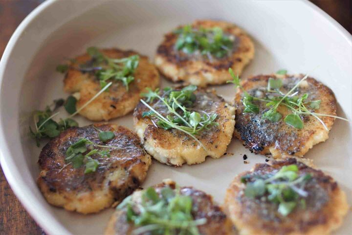fried mashed potato cakes with herbes de provence butter