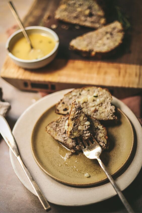 easy stovetop stuffing meatloaf with garlic butter sauce