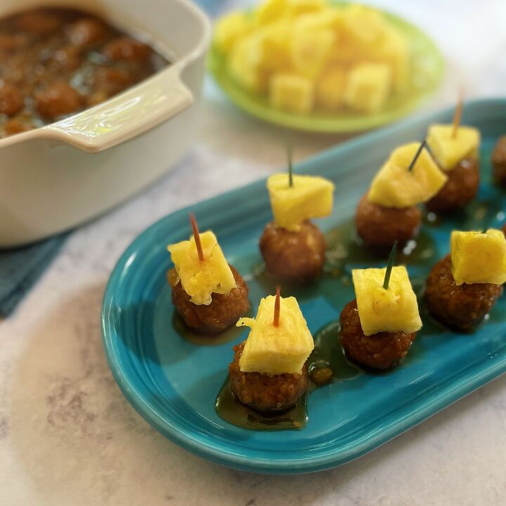 three ingredient pineapple teriyaki meatballs