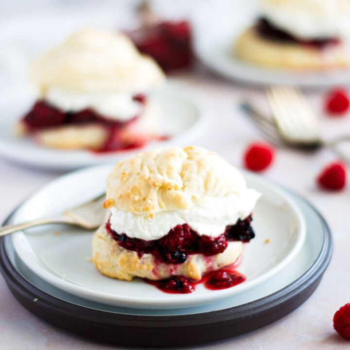 mixed berry shortcakes with homemade whipped cream