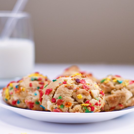 fruity pebbles cookies with white chocolate chips