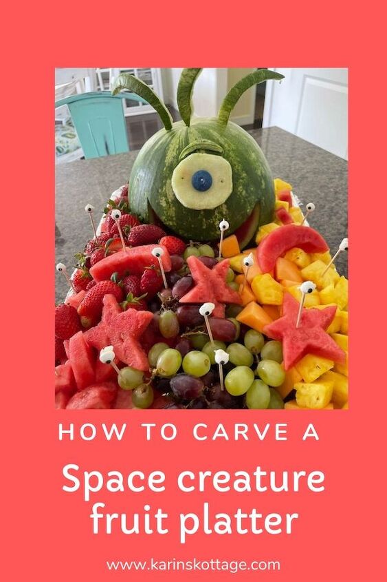 how to carve a space creature fruit tray