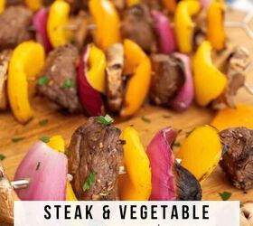 Colorful Steak And Vegetable Kabobs On The Grill