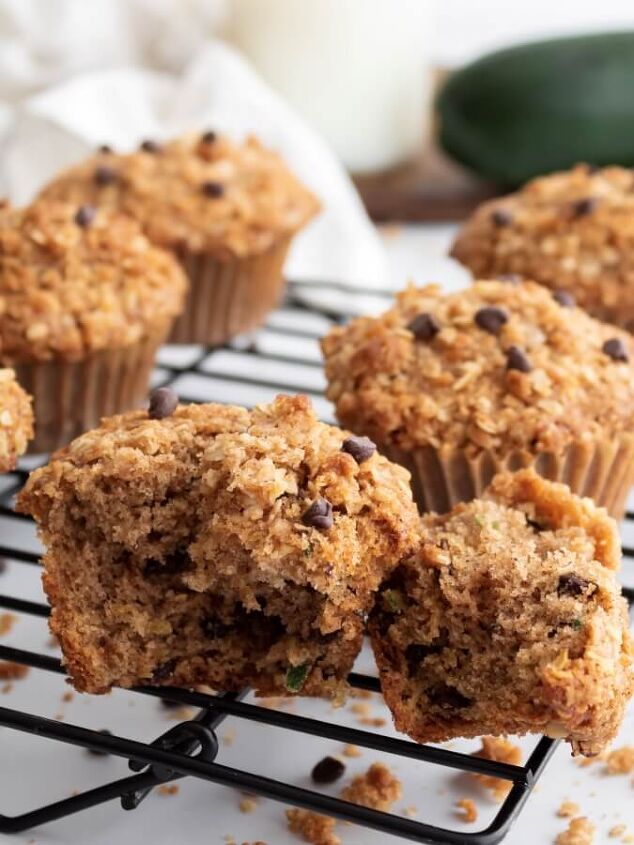 chocolate chip zucchini muffins with streusel