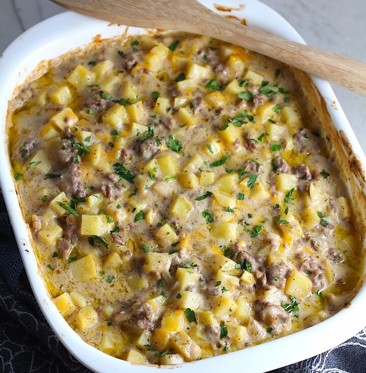 hamburger potato casserole with cheddar cheese