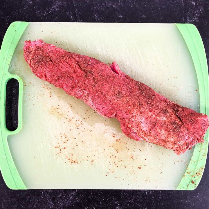 smoked pork tenderloin, Rub about 2 tablespoons of the BBQ seasoning on the tenderloin