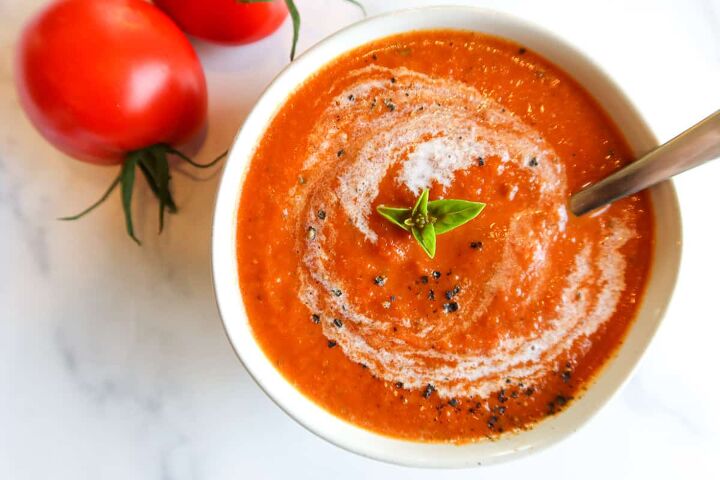 simple homemade roasted tomato soup with basil, Homemade Tomato Soup With Basil