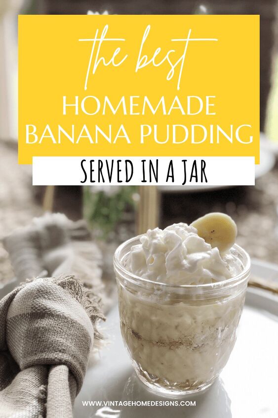 old fashioned banana pudding served in a jar