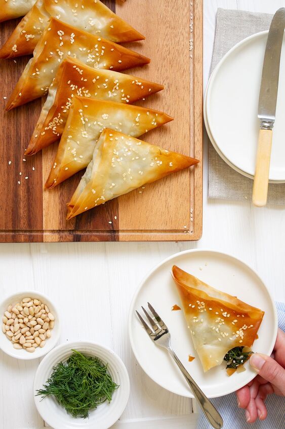 spinach and feta parcels crispy and delicious
