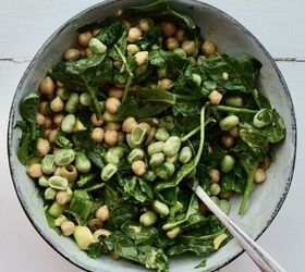 Chickpea Broad Bean Spinach Salad