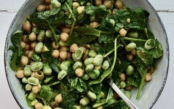 Chickpea Broad Bean Spinach Salad
