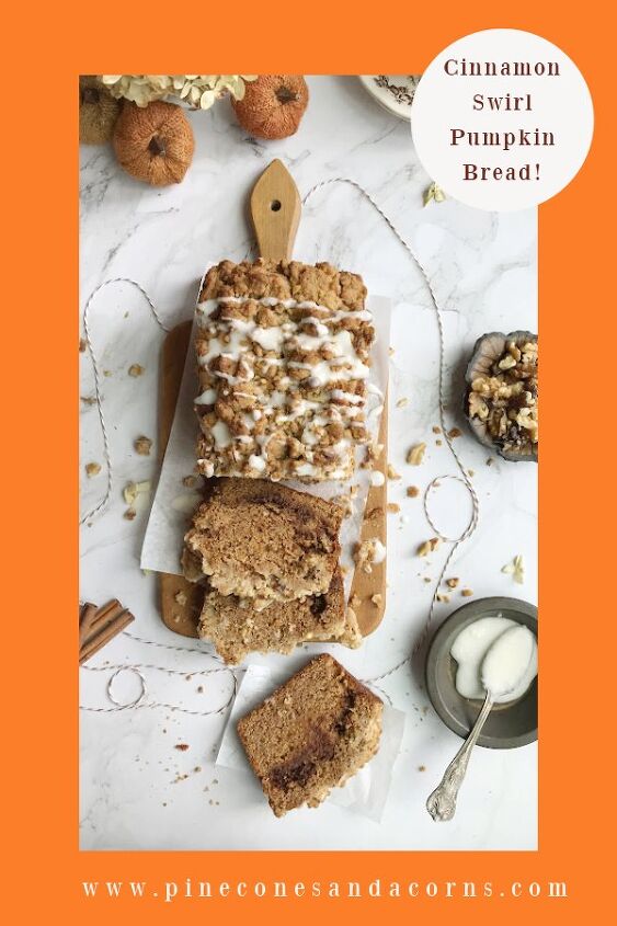 cinnamon swirl pumpkin bread with crumble topping