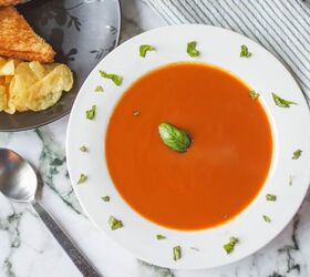 This fire-roasted tomato soup will quickly become a favorite (fresh & slightly smoky-flavored)