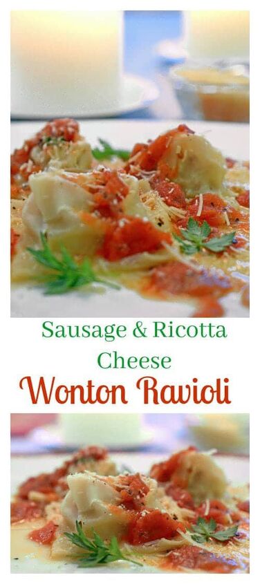 wonton wrapper sausage and ricotta ravioli