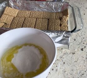 delicious s mores bars for your end of summer bash, Here I have mixed the melted butter with the sugar