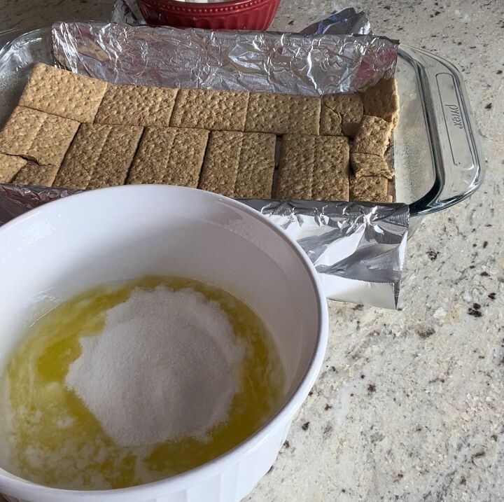 delicious s mores bars for your end of summer bash, Here I have mixed the melted butter with the sugar