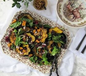 Roasted Acorns Squash Salad With Roasted Sweet Potatoes, Cranberries A
