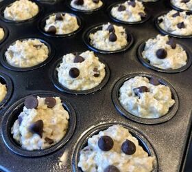 weight watchers banana chocolate chip muffins, The Batter is in the Muffin Pan ready to go