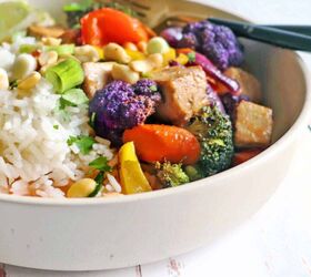 tofu red curry with oven roasted veggies