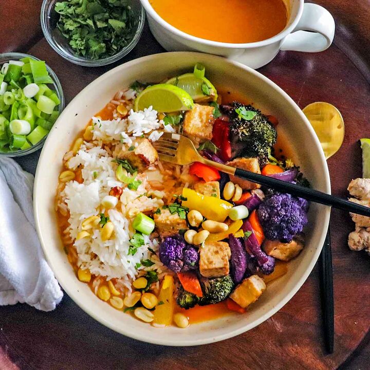 tofu red curry with oven roasted veggies