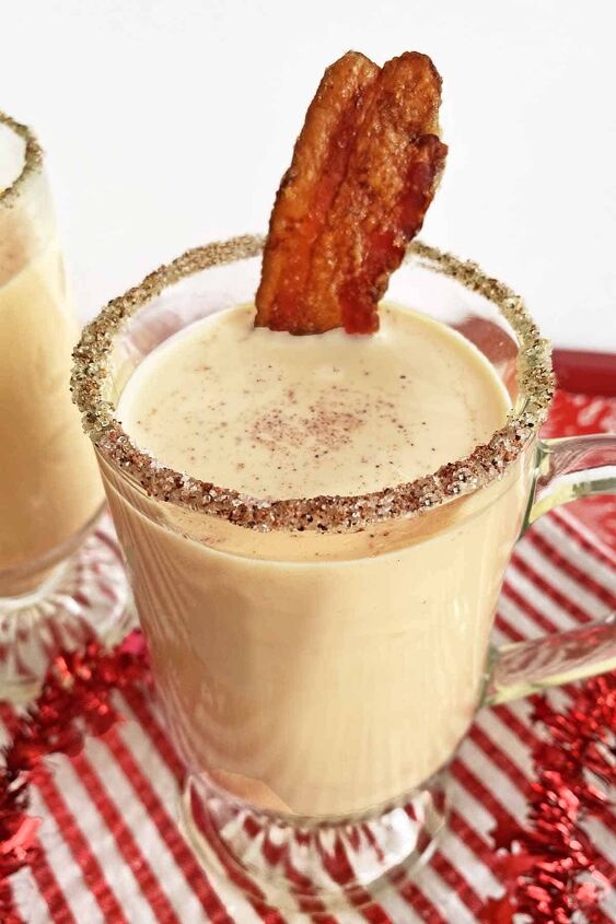bourbon eggnog recipe with candied bacon