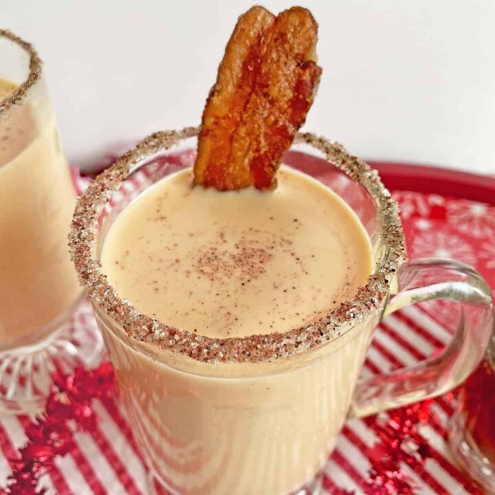 bourbon eggnog recipe with candied bacon