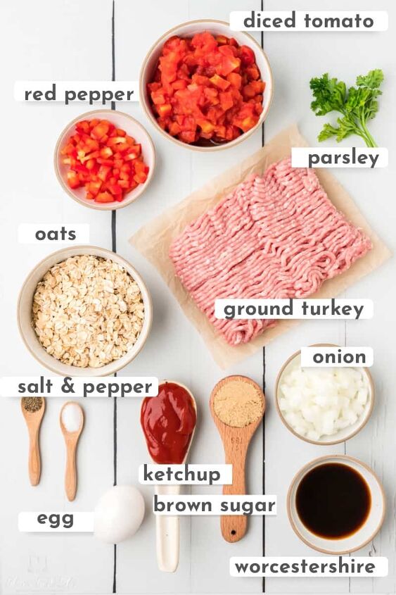 easy air fryer turkey meatloaf recipe, The ingredients for turkey meatloaf