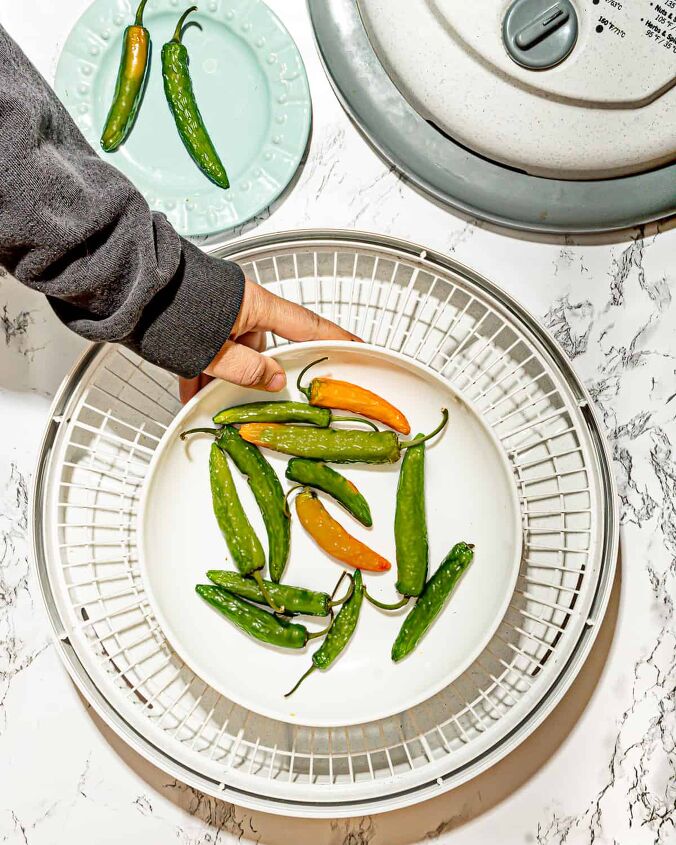 how to dry habanero peppers, person holding white plate of habanero peppers
