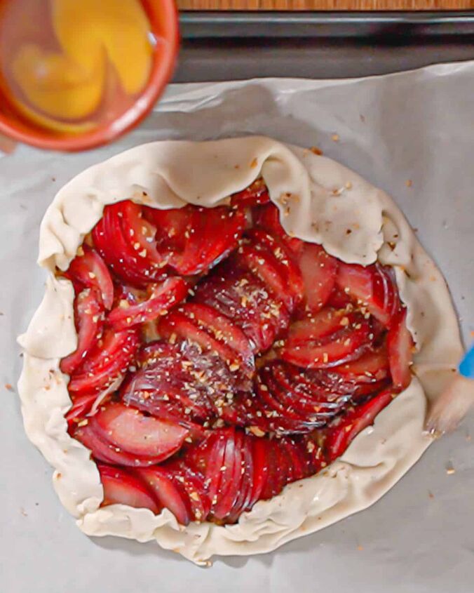 plum galette with almond and foraged sumac