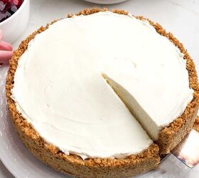 no bake cheesecake with cool whip, A piece of No Bake Cheesecake with Cool Whip being lifted out of the pan