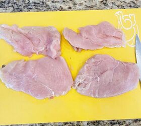 air fryer chicken cordon bleu, First slice chicken breasts in half