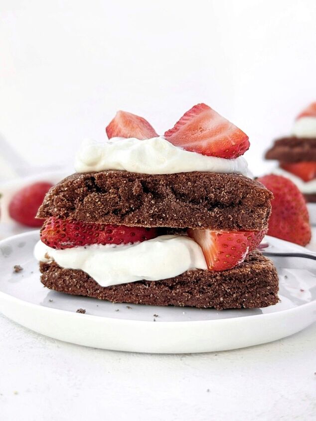 easy chocolate strawberry shortcake high protein, Unexpectedly amazing high protein easy Chocolate Strawberry Shortcakes Made with chocolate protein scones and a protein powder yogurt mix these chocolate strawberry shortcakes are healthy sugar free low fat and tasty