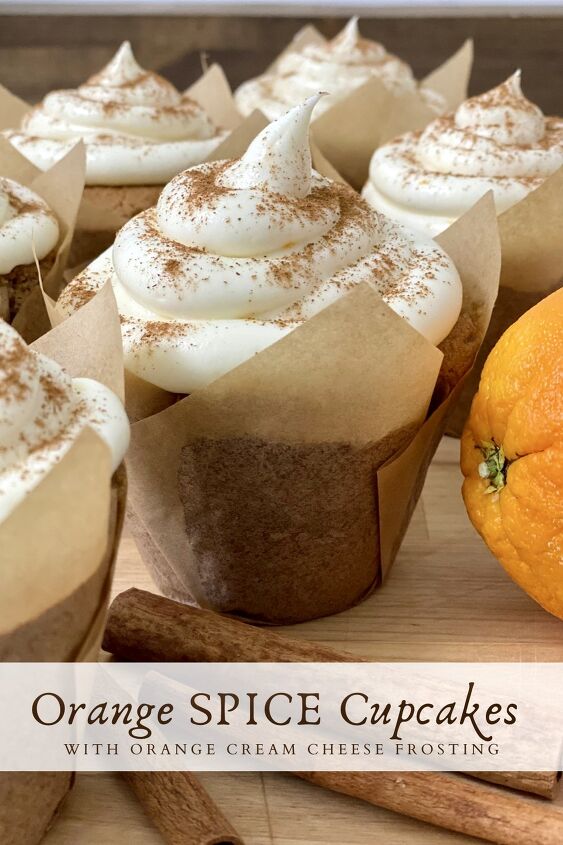 orange spice cupcakes, Pinterest Pin for Orange Spice Cupcakes with Orange Cream Cheese Frosting