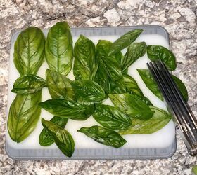 bruschetta with tomato and basil recipe, Quick and Simple Bruschetta Recipe Fresh Basil Leaves on Cutting Board