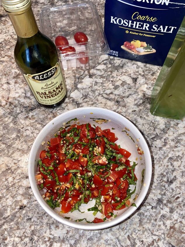 bruschetta with tomato and basil recipe, Quick and Simple Bruschetta Recipe Balsamic Vinegar with Bowl of Bruschetta Mixture