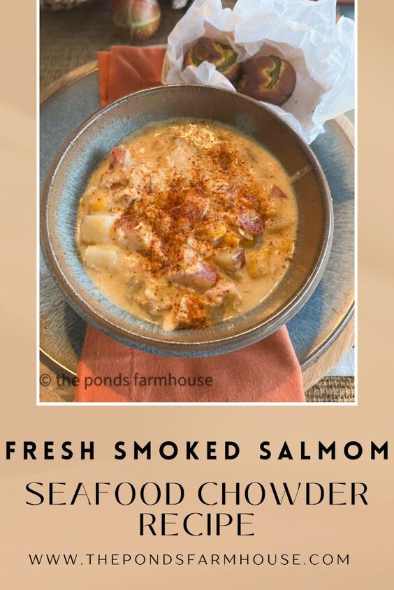 smoked salmon chowder recipe, Smoked Salmon Fish Chowder Recipe served with Sweet Corn Bread Muffins