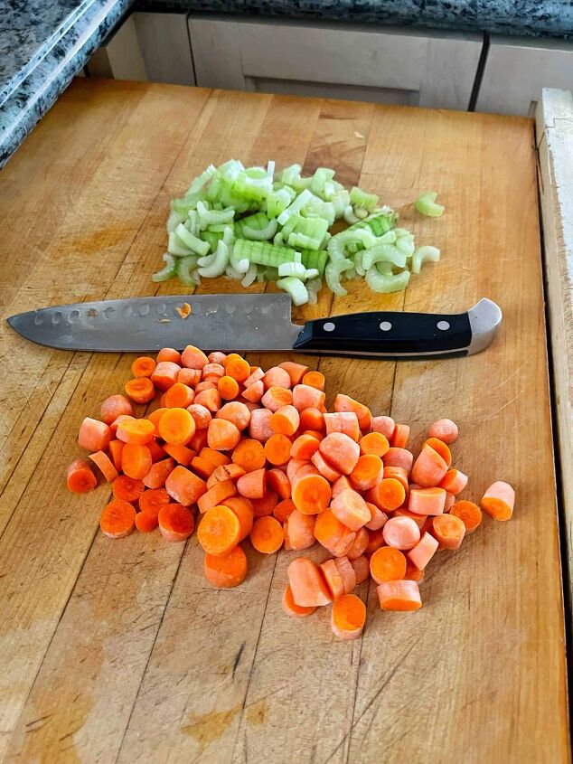 corn chowder recipe easy, Chopping fresh vegetables to make the base