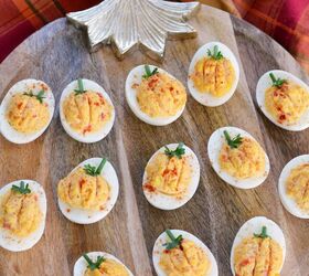 These "pumpkin" deviled eggs are full of the most unexpectedly delicious cheesy flavor