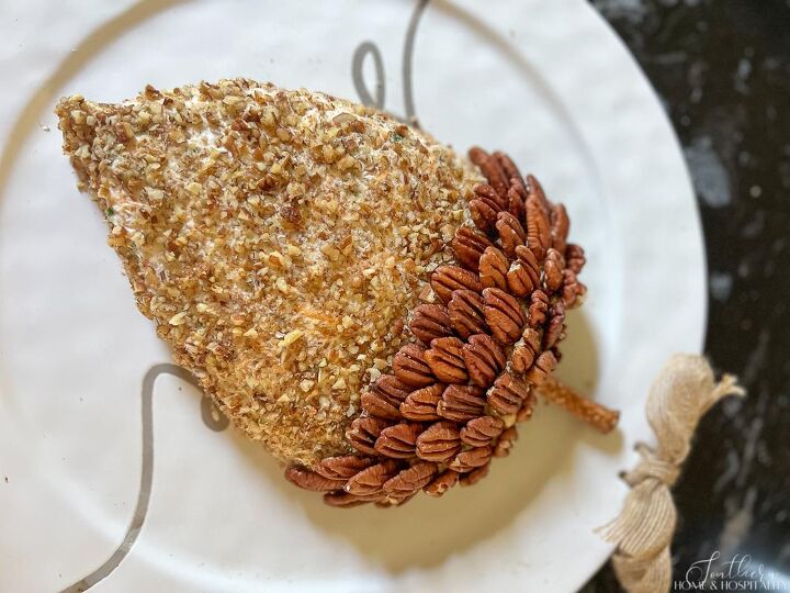 best ranch cheese ball recipe hit of the holiday party, pecan acorn cap on acorn cheese ball