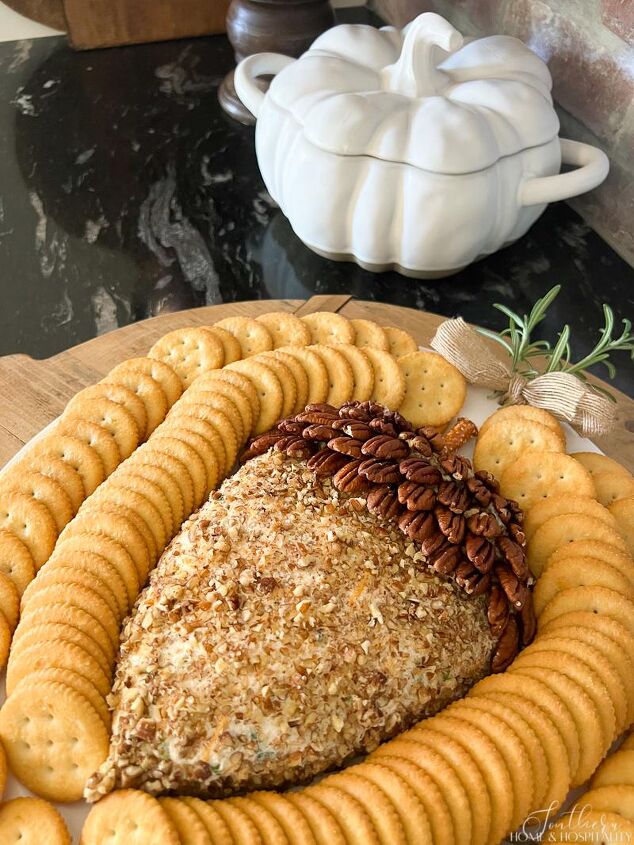 best ranch cheese ball recipe hit of the holiday party, acorn cheeseball with crackers